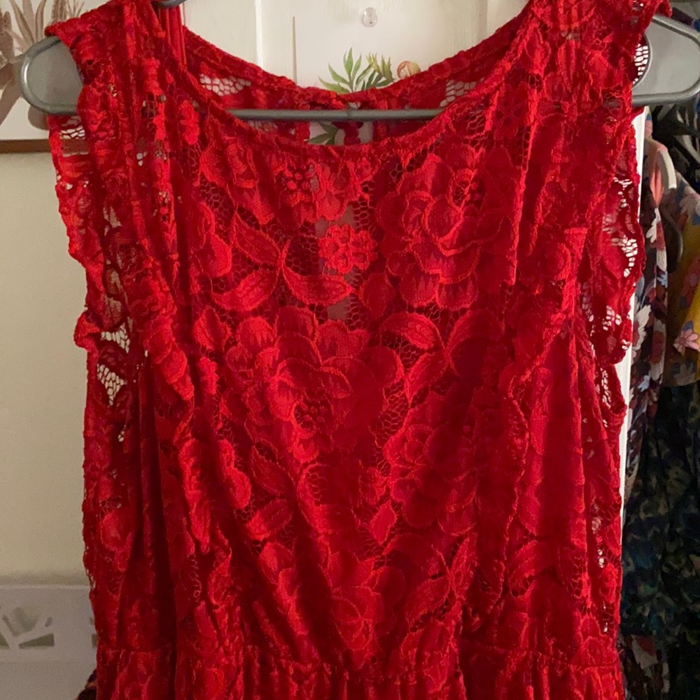 Vibrant red lace dress